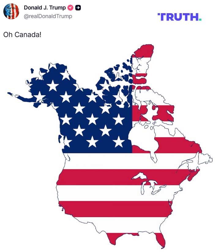 আমেরিকা ও কানাডা একত্রিত করে মানচিত্র